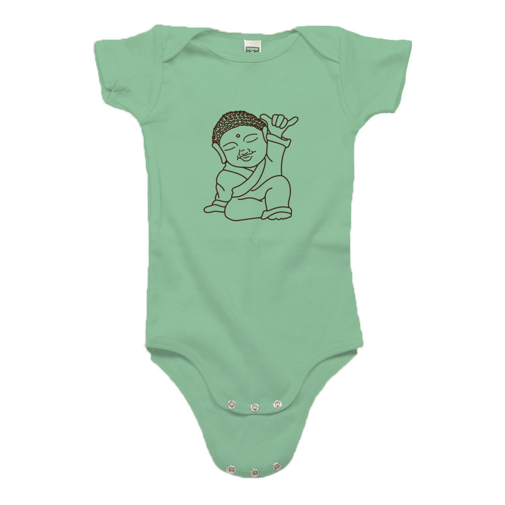 Shaka Buddha Green Onesie - Where Ocean Calmness Meets Nature's Brilliance! 🏄‍♂️🌿🧘‍♂️