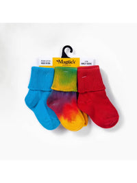 Thumbnail for Organic Cotton Socks - Tie Dye, Blue & Candy Apple Red